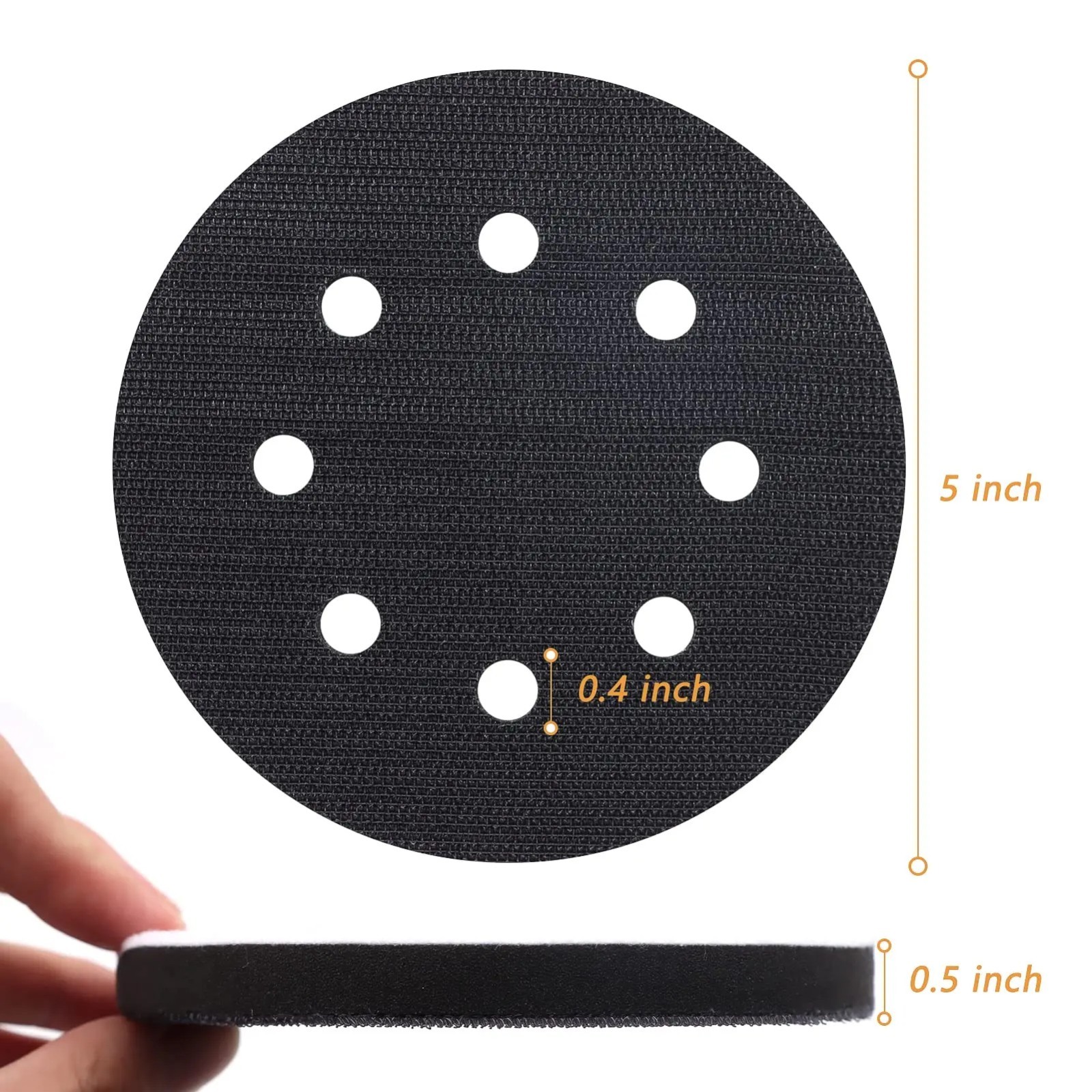 6pc 5″ 8 Holes Hook $ Loop soft Interface Pads Orbital Sander Sanding Foam Pad
