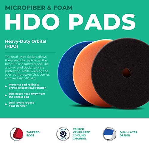 HDO Foam Polishing Pad Kit (3-Pack) – Premium Heavy Duty Orbital 6.5″ 3 Pack