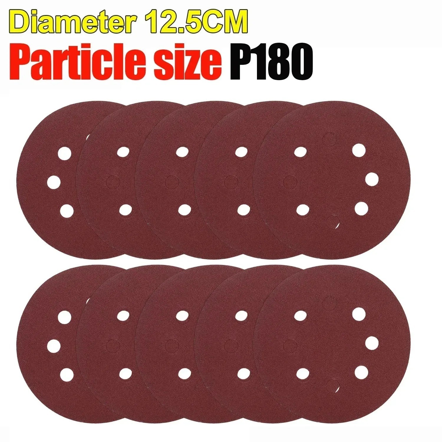125mm Sanding Discs 8-Hole Red Variety Pack Grit, Hook ,Loop Sandpaper
