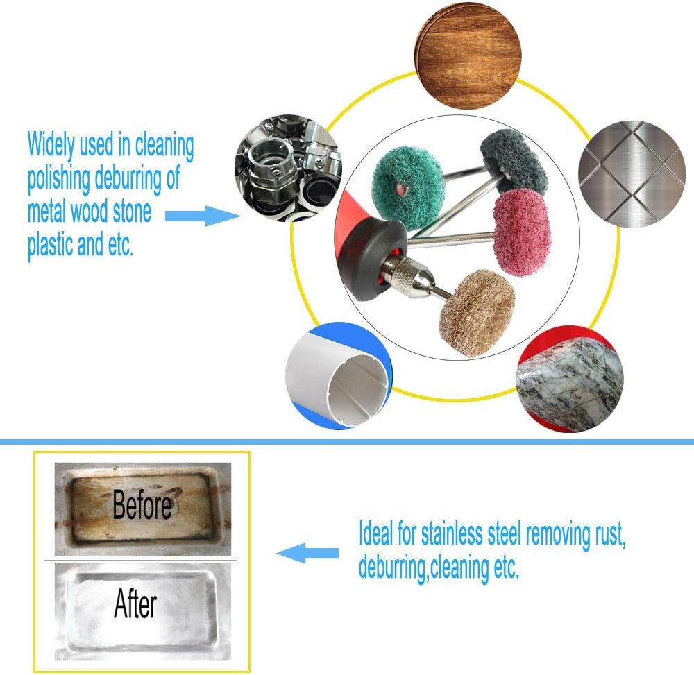 50PCS Abrasive Buffing Polishing Wheel Set for Rotary Tools Rust Removal 3mm