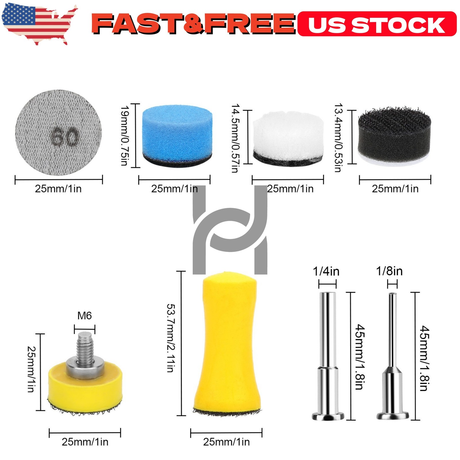 250x 1inch Sanding Discs 60-10000 Grit For Drill Wet Dry Hook Loop Sandpaper US