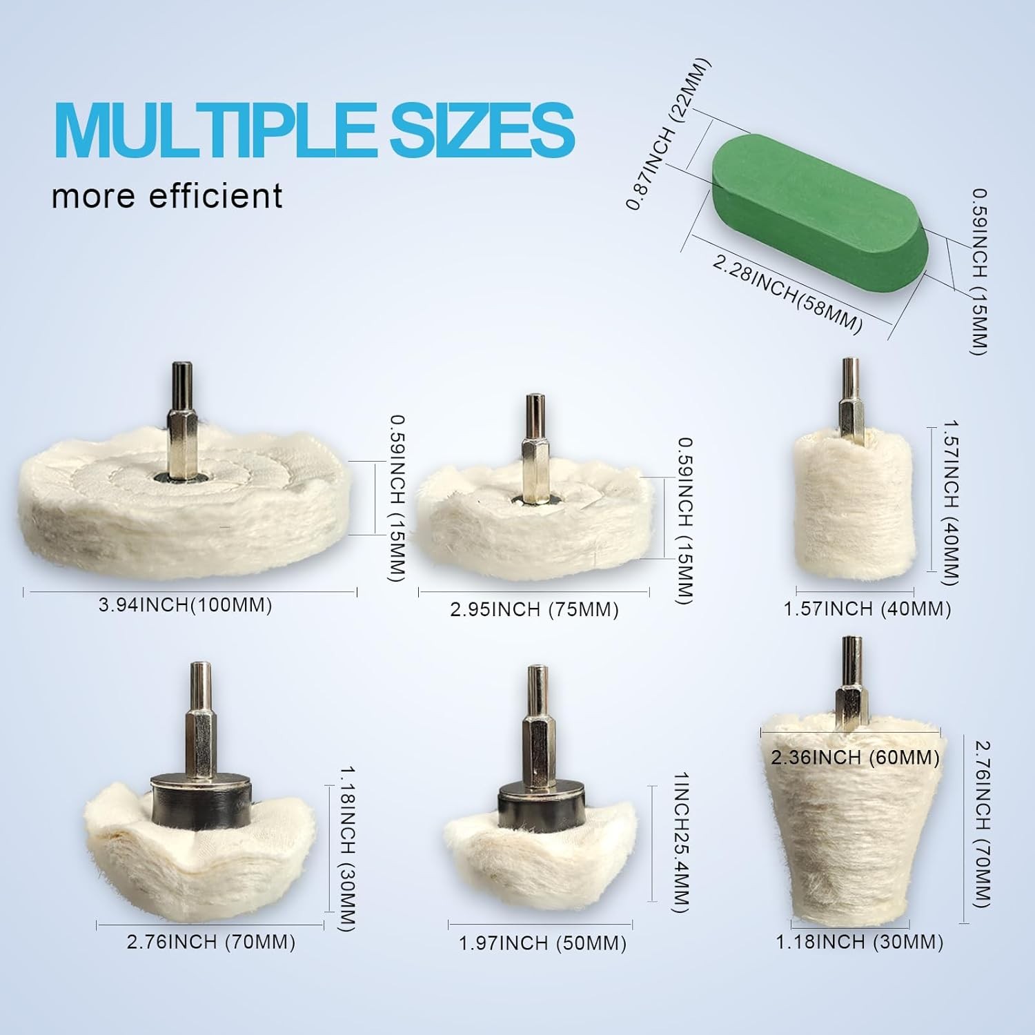6 Drill Buffing Wheels and 3 Polishing Compounds, Multi-Specification Wheel Kit