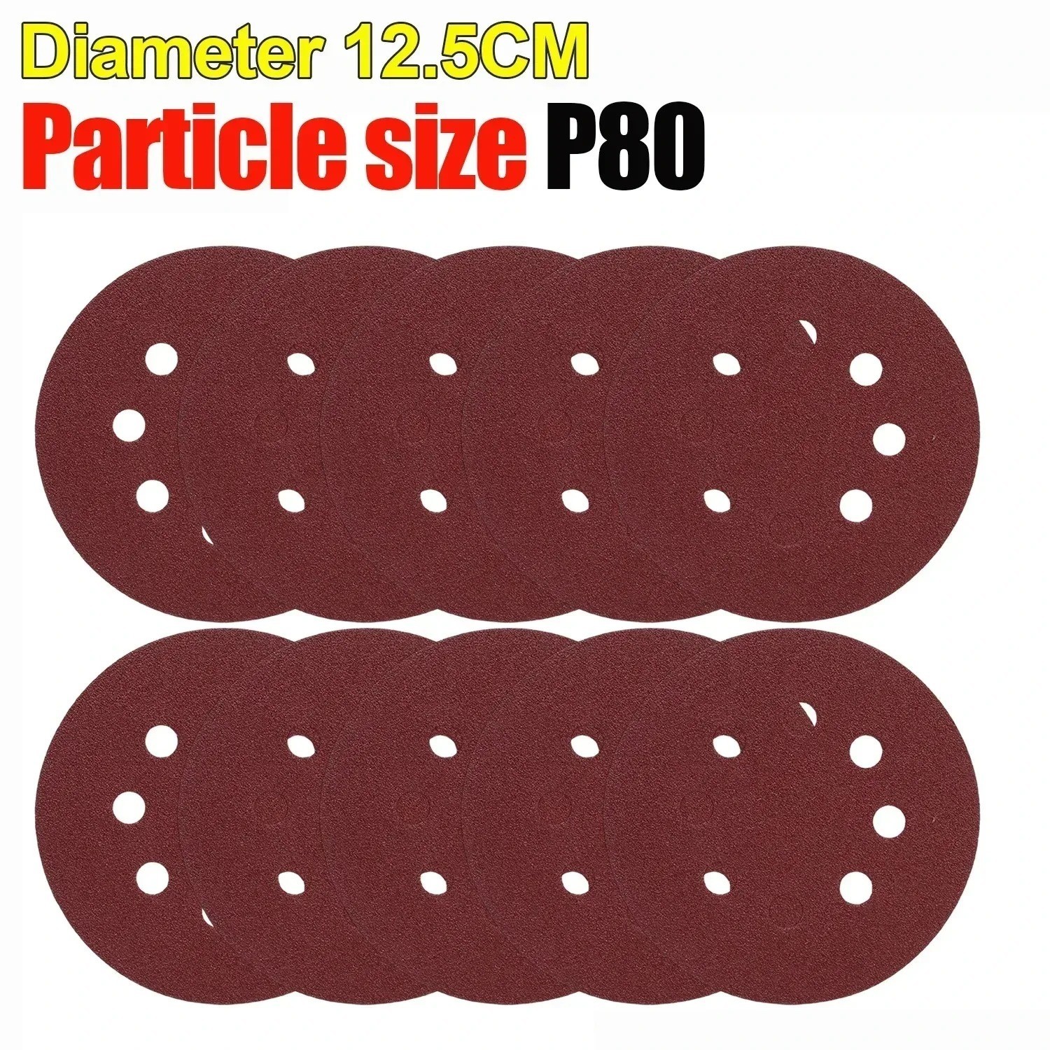 125mm 5″ Hook & Loop Sanding Discs 8 Hole Sandpaper 40-3000 Grit 10/20/50PCS