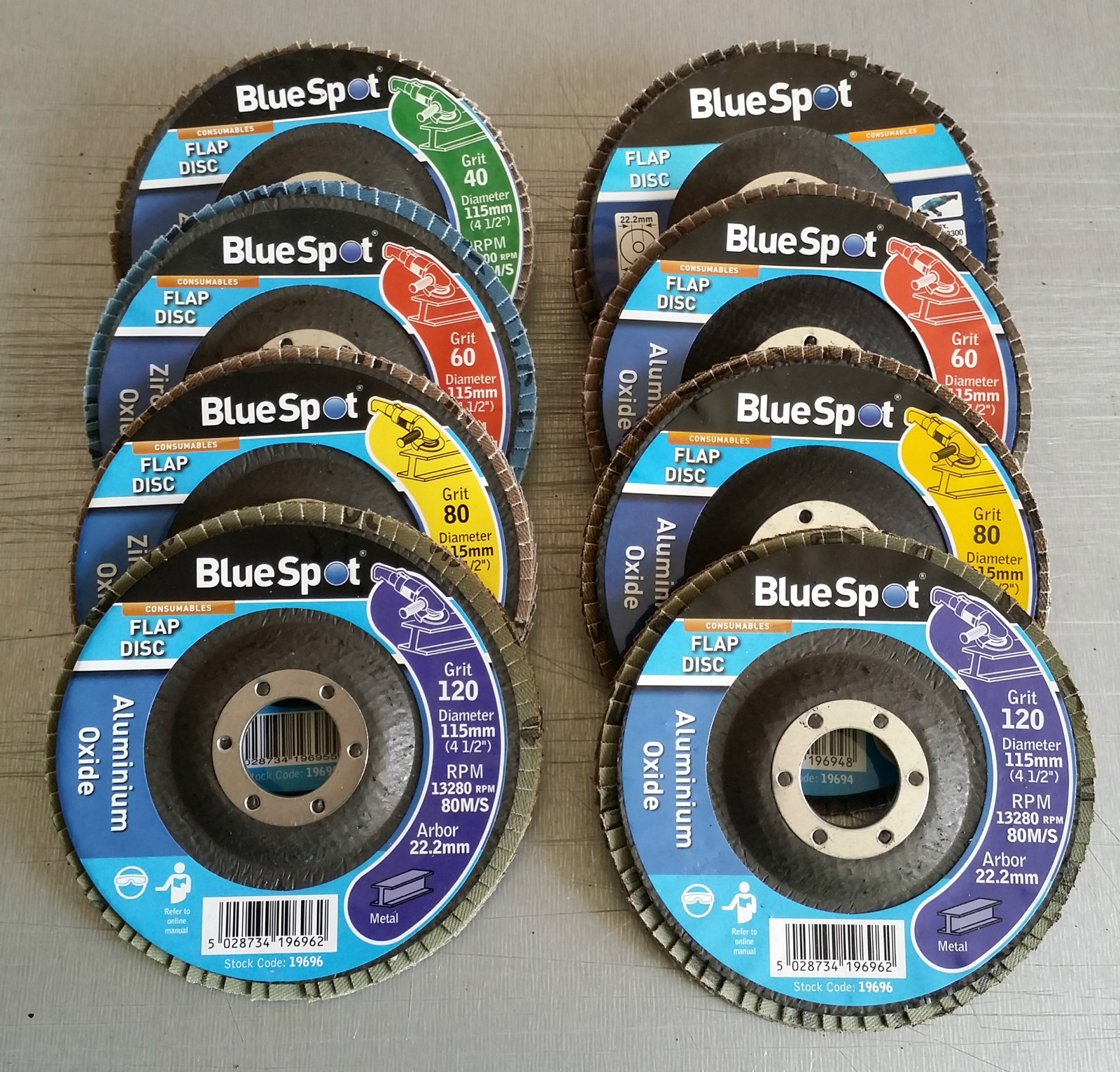 115mm 4.5″ Aluminium Zirconium Oxide Flap Disc 40 60 80 120 Grit Metal Inox Wood