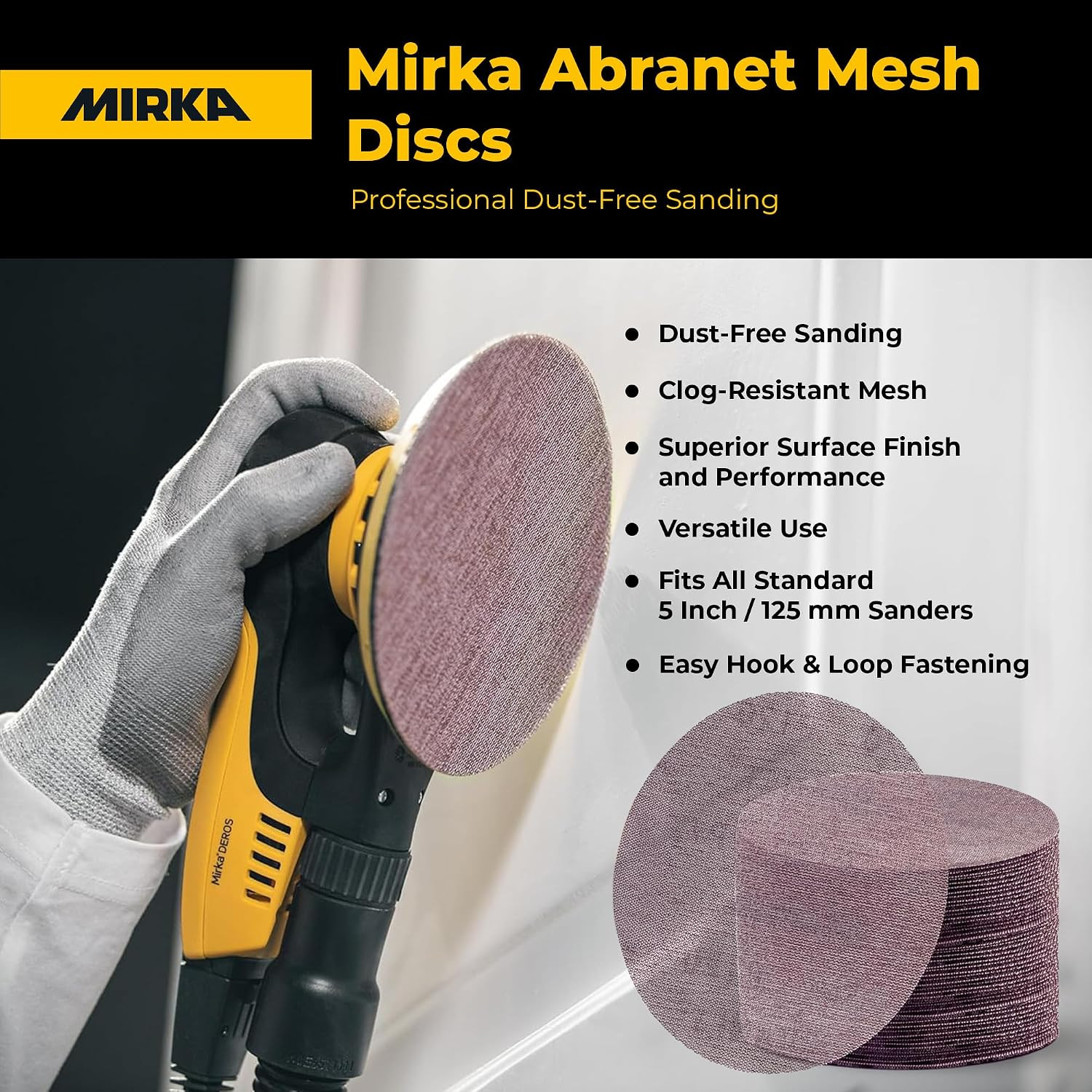 Abranet 5 Inch 600 Grit Mesh Sanding Discs, Hook and Loop, 50 Pack