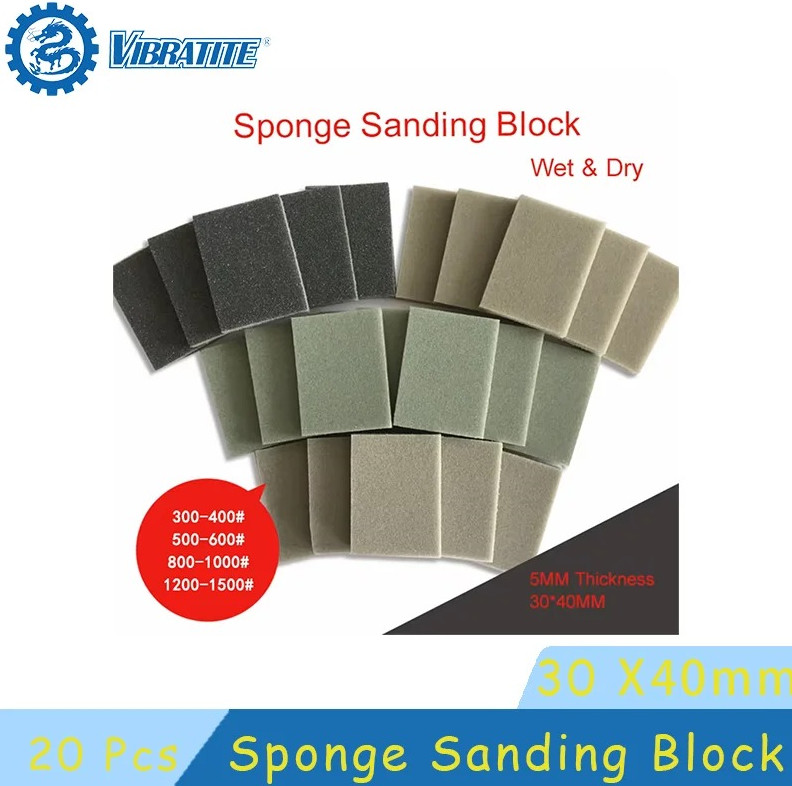 20pcs Sanding Sponge Set 300–1500 Grit Sand Block Pads for Wood Metal Car Polish