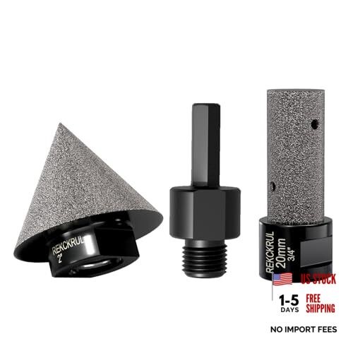 3 PCS 2″ Diamond Chamfer Bit M14 Thread – M14 Hex Shank – 3/4″ Diamond Finger