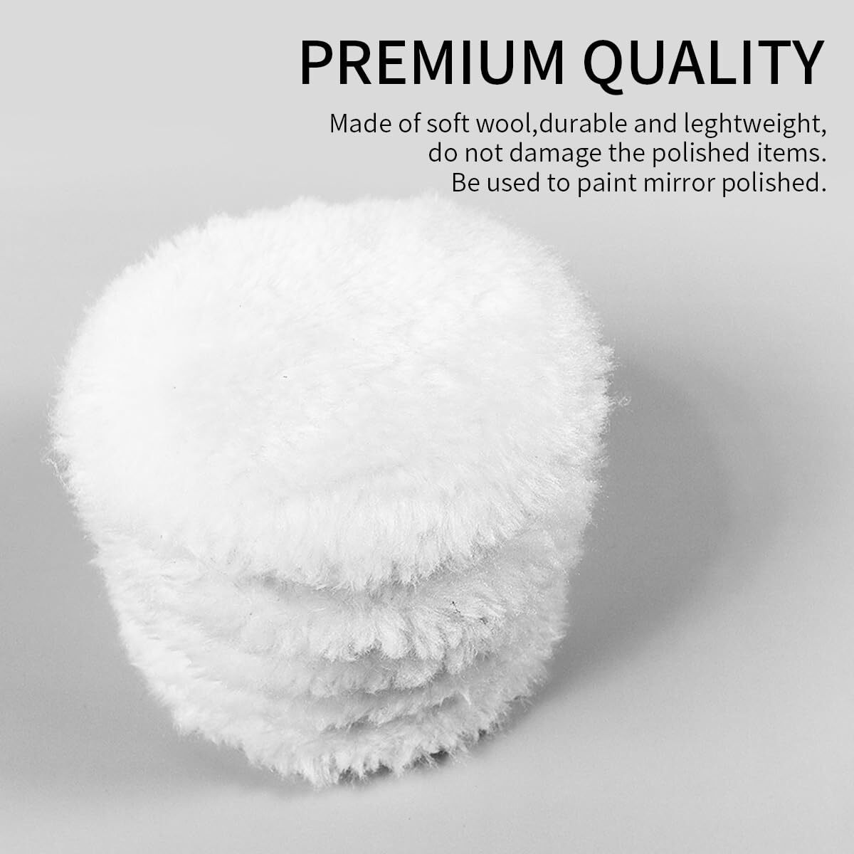 5 Pcs 3 Inch Wool Buffing Pads for Car Polishing Waxing with M10 Drill Adapter