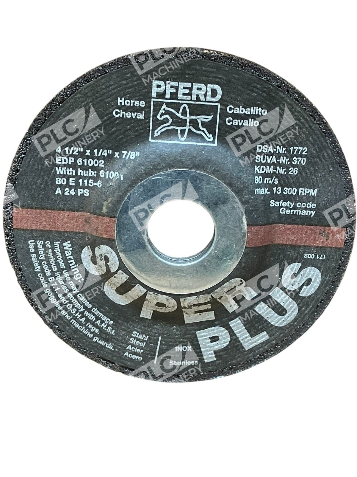 PFERD 4-1/2″x1/4″x7/8″ 1772 370 26 Horse Cheval Steel INOX Super Plus EDP 61002