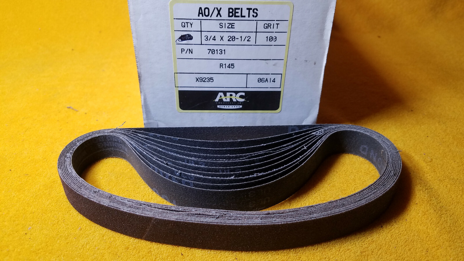 ARC ABRASIVES 3/4″ X 20 1/2″ 100 GRIT SANDING BELTS 10 PC LOT