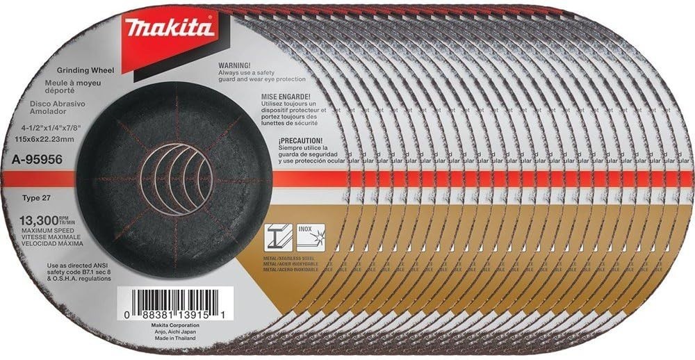 A-95956-25 36 Grit INOX Grinding Wheel (Pack of 25) 4-1/2 x 1/4 x 7/8