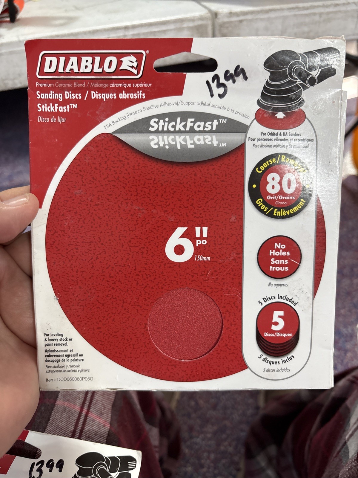NEW Diablo 6″ Sanding Discs Stick Fast Coarse/Removal 80 grit No holes 5 discs