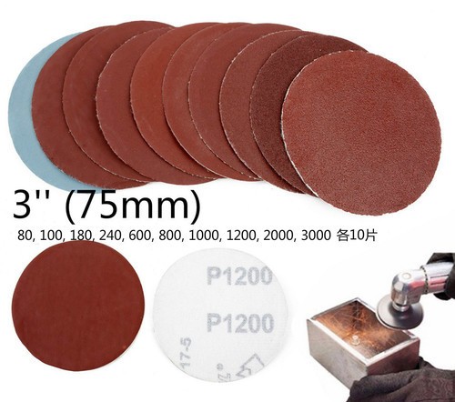100 Pcs 3″/75mm Nonporous Round Car Truck Sanding Discs Polishing Pad Sandpaper