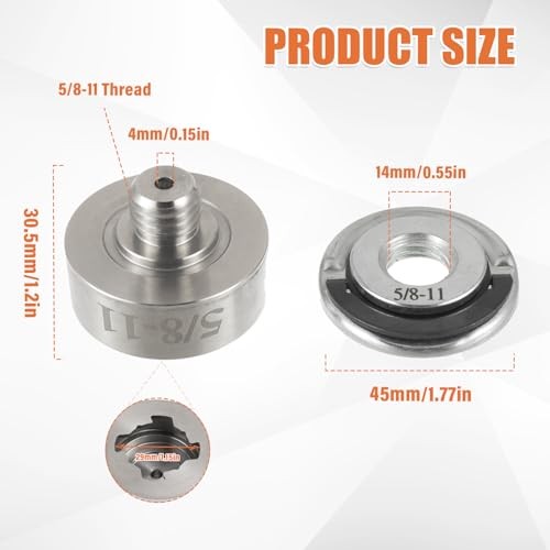 5/8”-11 Thread Adapter with 1Pcs 5/8”-11 Flange 5/8″-11 Adapter & 1PCS Nuts