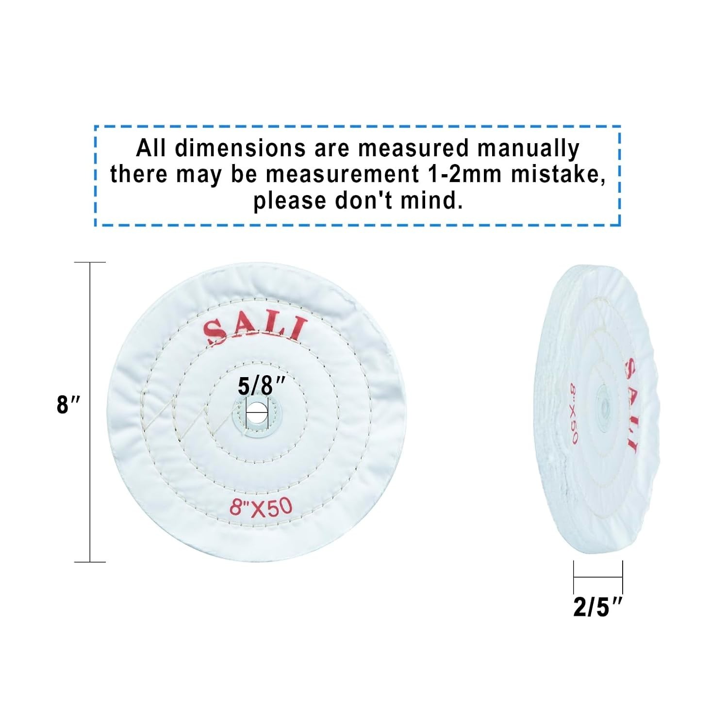 SALI 3 Pack 8 Inch Cotton Polishing Wheel 50 Ply 5 8 Arbor Hole
