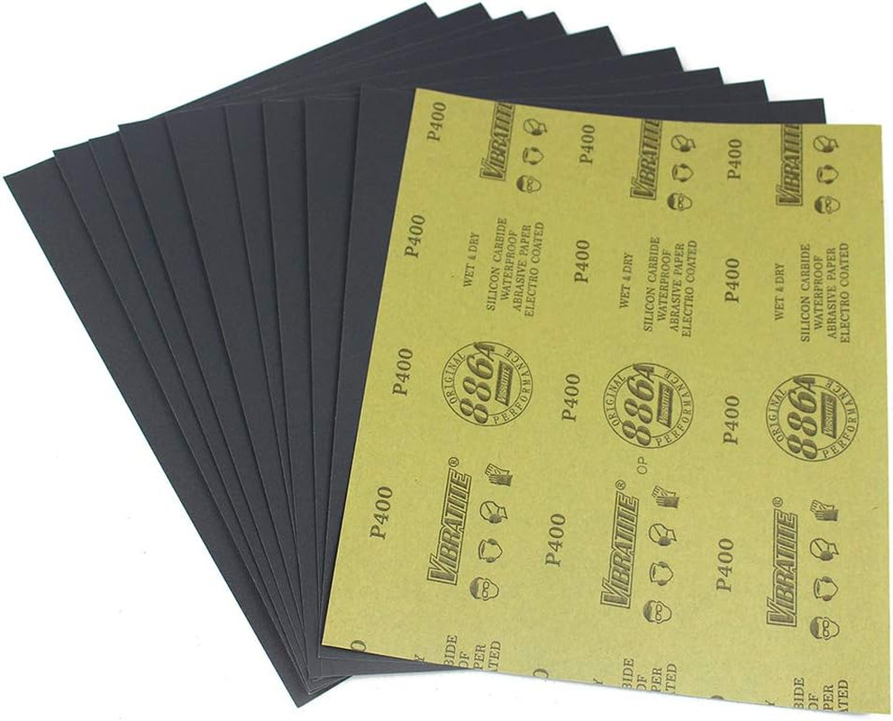Sandpaper Sheets, 400 Grit Dry Wet Sand Paper, 9 x 11 Inch, Silicon Carbide, for