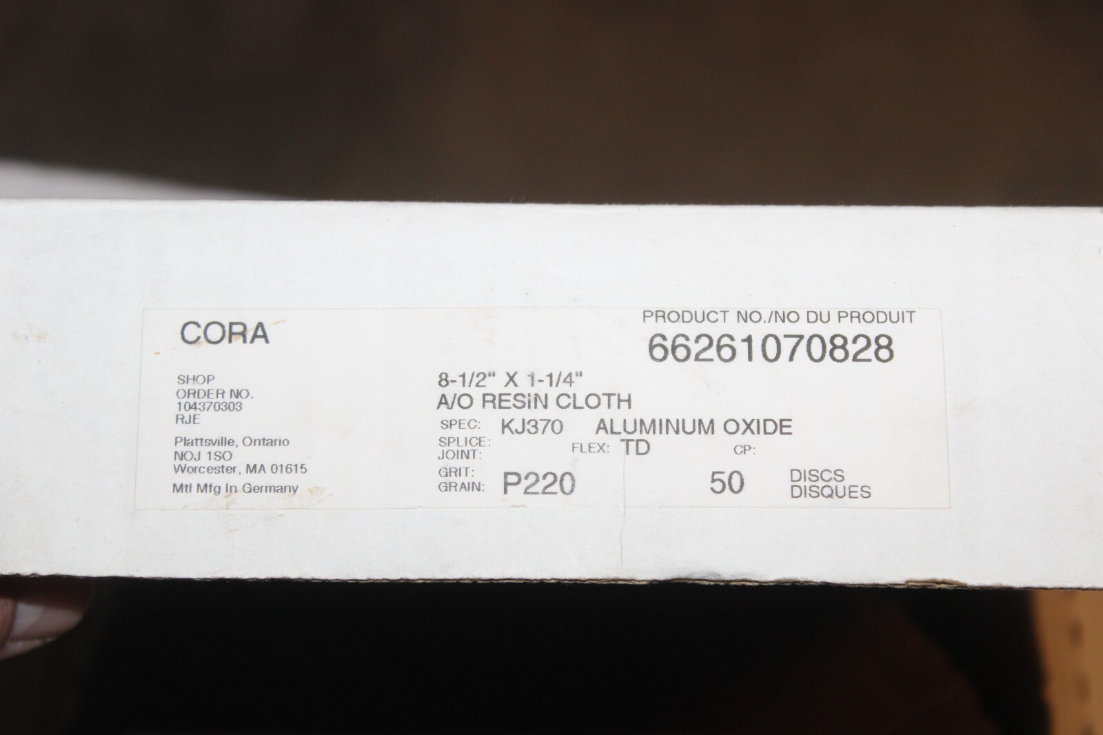 50 pcs NORTON Cora 8-1/2″ x1-1/4″ A/O Resin Cloth Abrasive Sanding Disc Grit 220