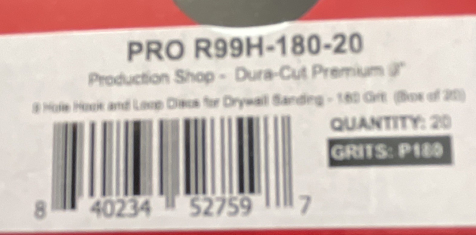 Production Shop Dura-Cut 9 in Hook & Loop Drywall Sanding Discs 180 Grit 20