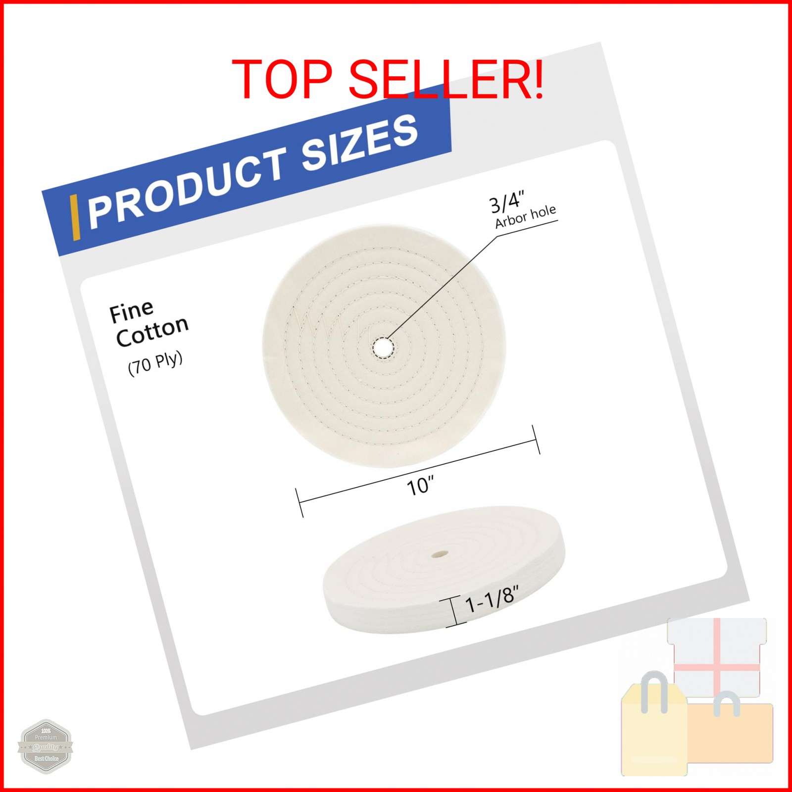 SCOTTCHEN 10 inch Buffing Polishing Wheel Extra Thick Fine Cotton (70 Ply) for B