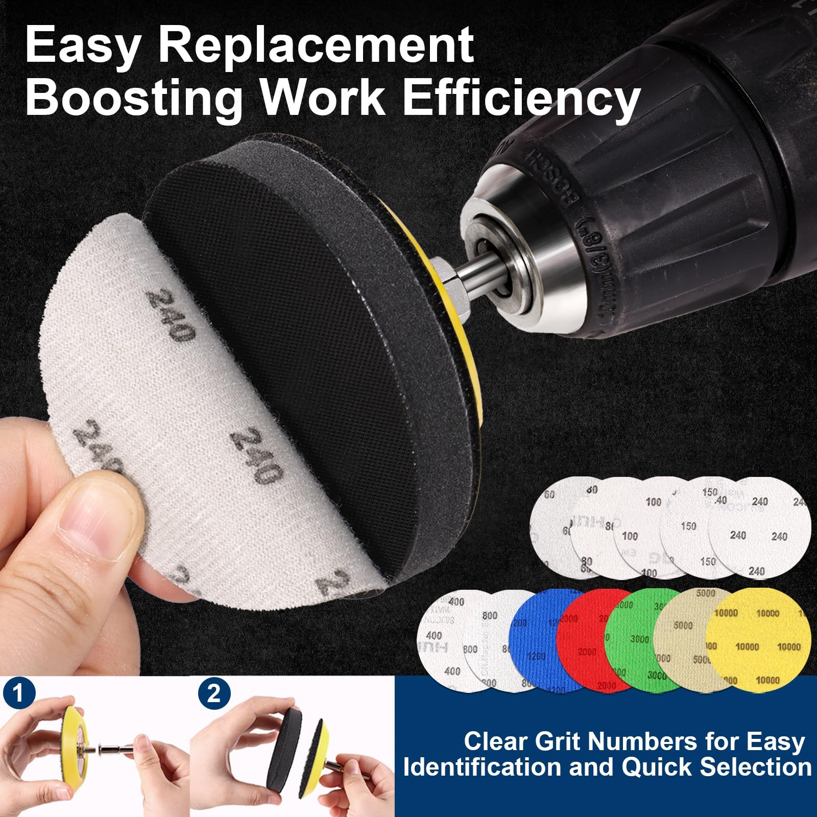188 PCS 3 Inch Wet Dry Sanding Disc, Headlight Restoration Kit Drill Polishin…