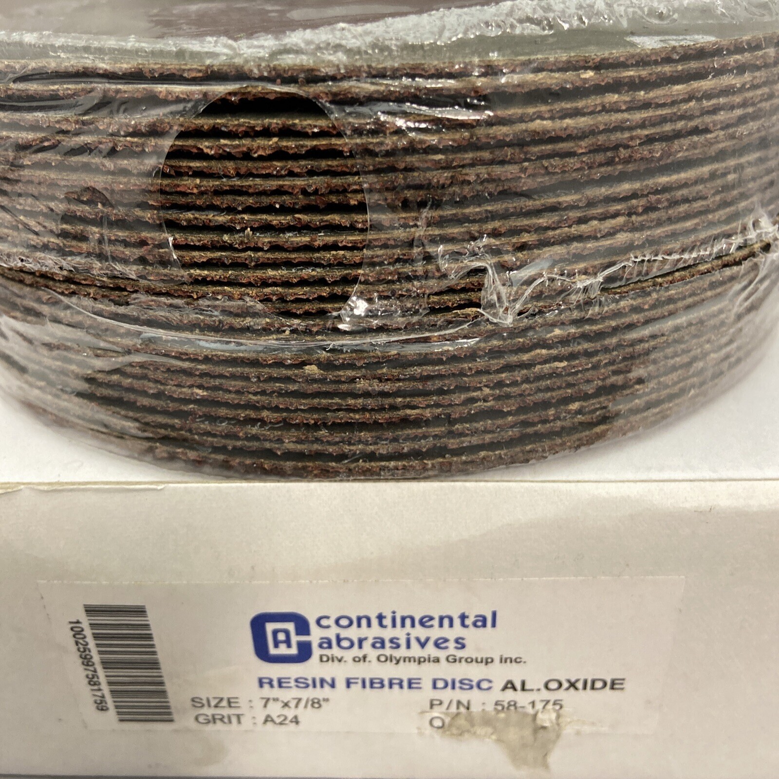 25 Discs 7″ x 7/8″ Fiber Resin Sanding Disc Aluminum Oxide A 24 Grit 58-175