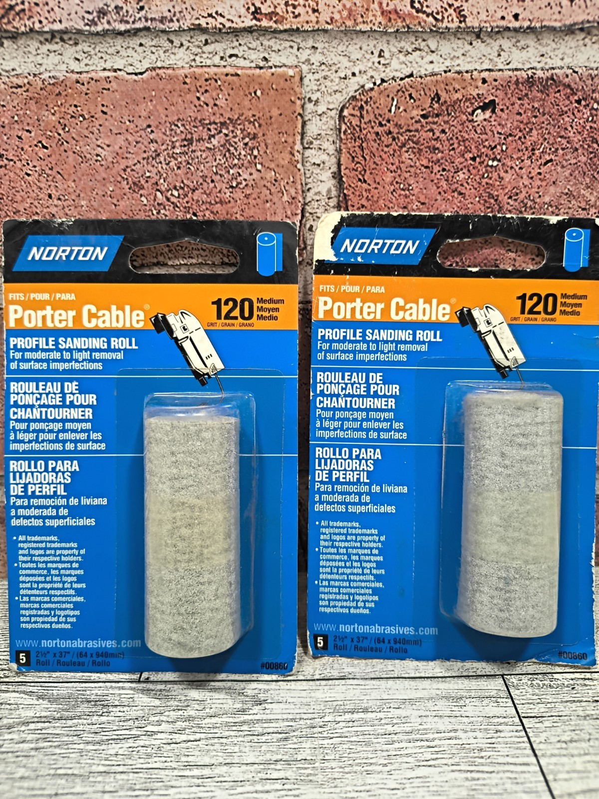 Lot of 2 Vtg Norton Profile Sanding Roll Porter Cable Model 444 9444 – 120 Grit