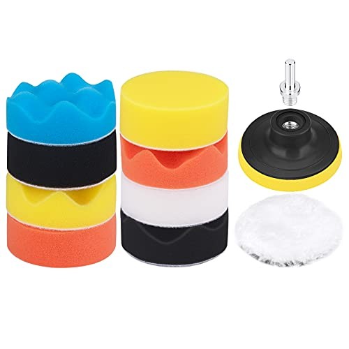 3″ Polishing Pads Kit – 11PCS Foam Buffing Pads with Drill Adapter – Foam