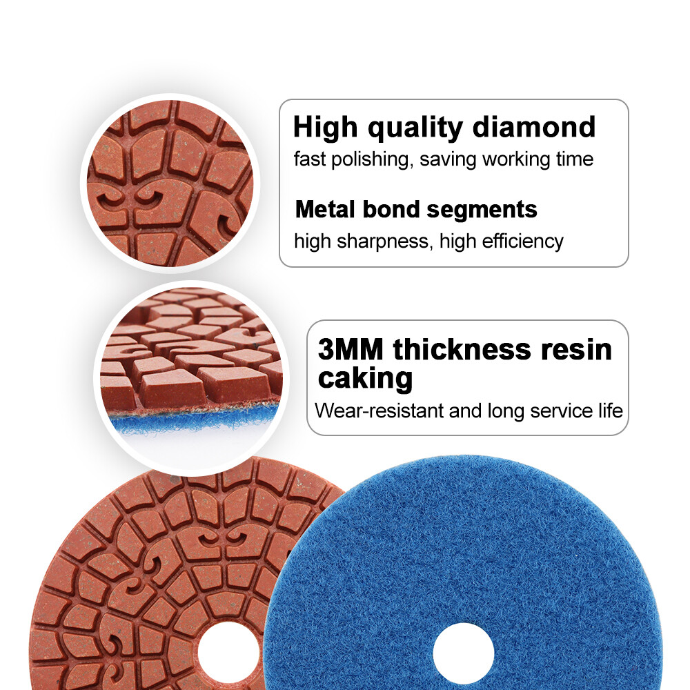8pcs/set 4″ Diamond Wet Rough Grinding Discs Polishing Pads+Backer Kit for Stone