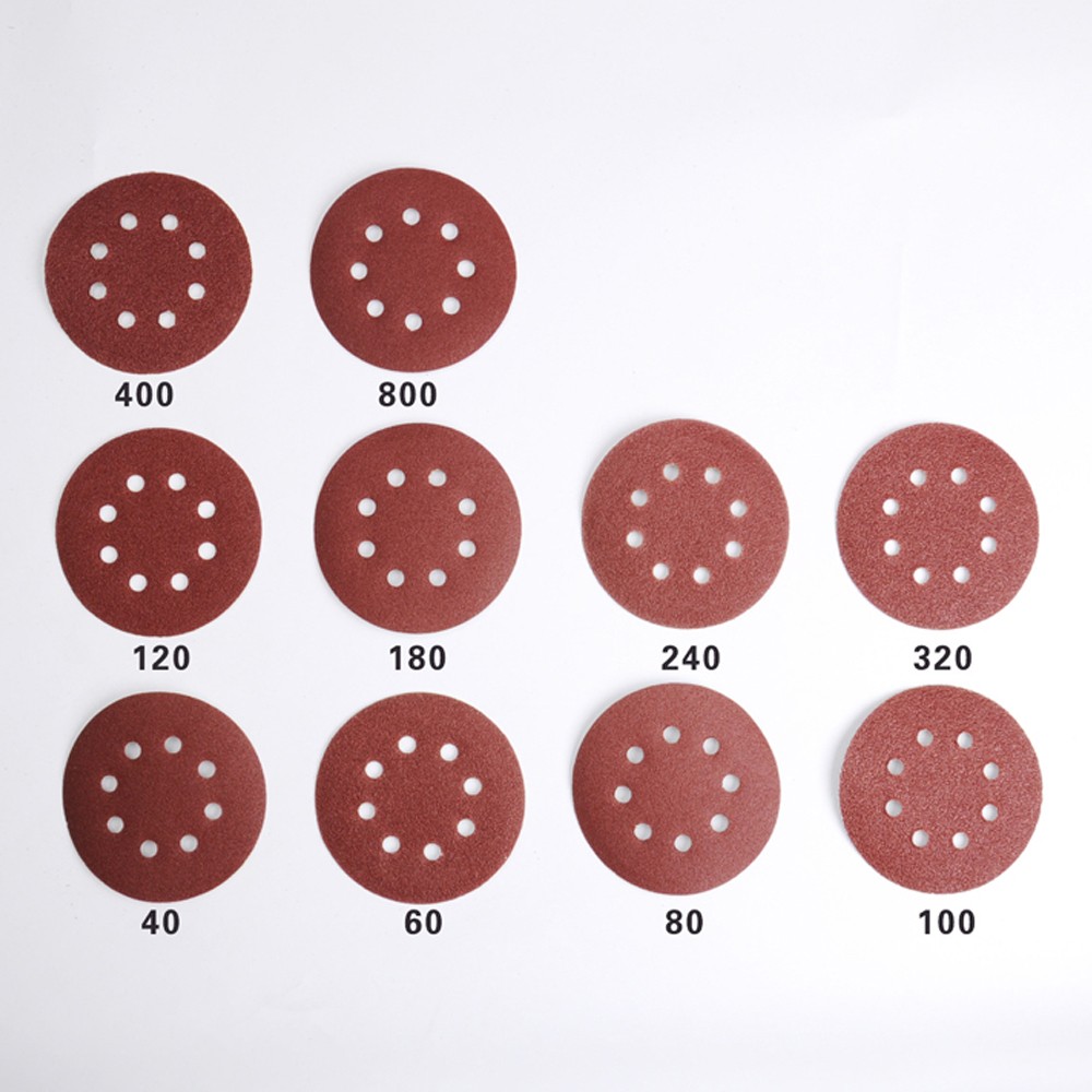 100-PACK 5/6 inch Sanding Discs 8-Hole Hook Loop Sander Orbital Sandpaper 40-800