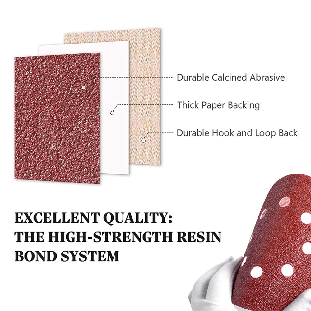 100-PACK 5/6 inch Sanding Discs 8-Hole Hook Loop Sander Orbital Sandpaper 40-800
