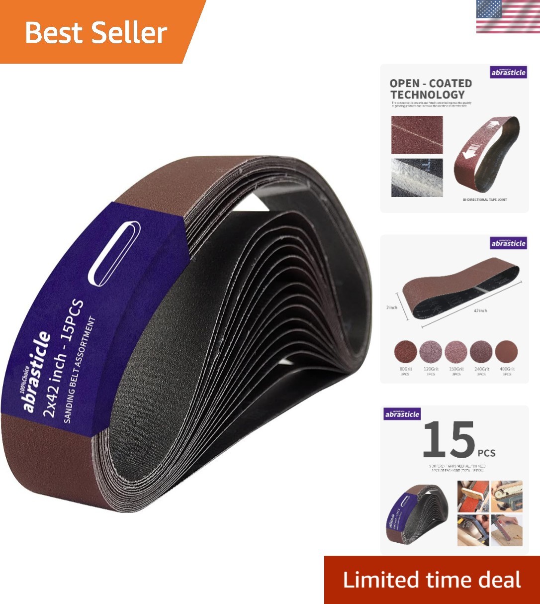 Professional Quality 15 Pcs Sanding Belt Set – Aluminum Oxide, 80 to 400 Grit