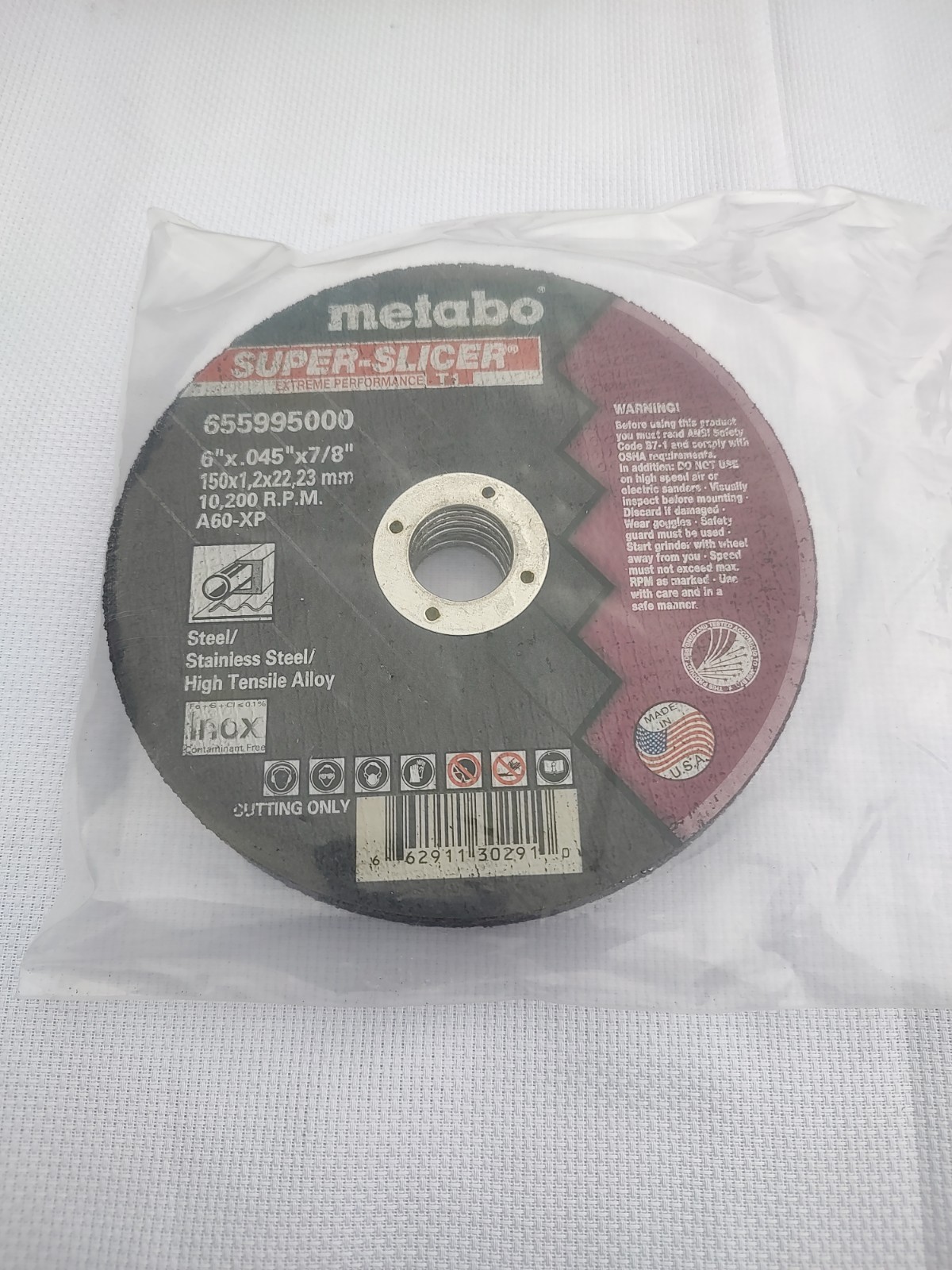 Metabo 55995 Straight Cut-Off Wheel 6″x.045″x7/8″ Super Slicer Type 1 A60 XP 12x