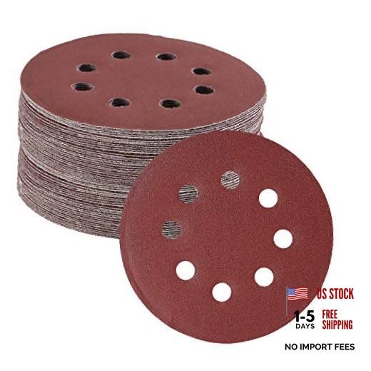 Bates Sanding Discs 5″ 8 Hole – 30 Pack – Assorted 30 Pack – 40-600 Grits Red