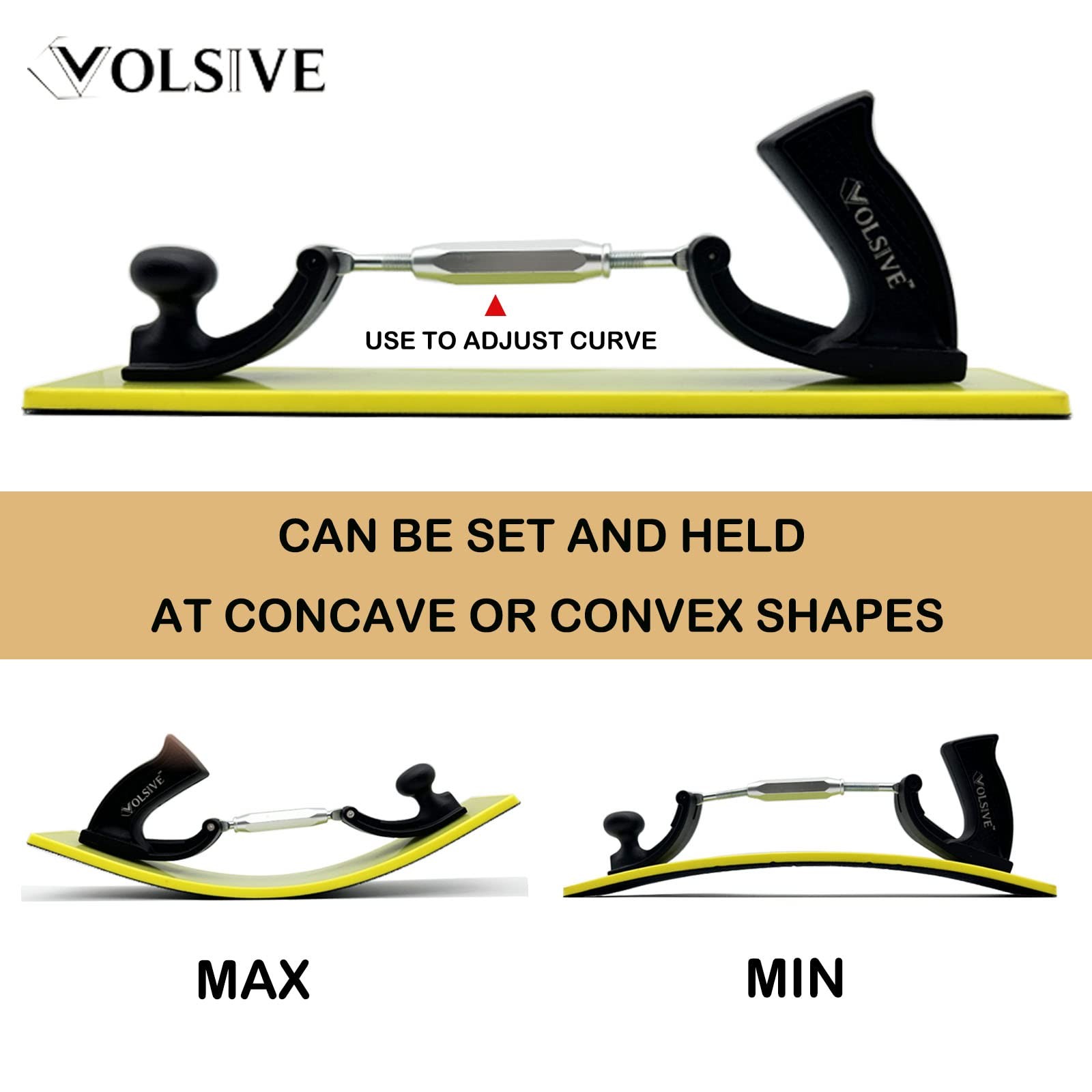 VOLSIVE Adjustable Sander Longboard Flexible Hand Sanding Blocks with Hook & …