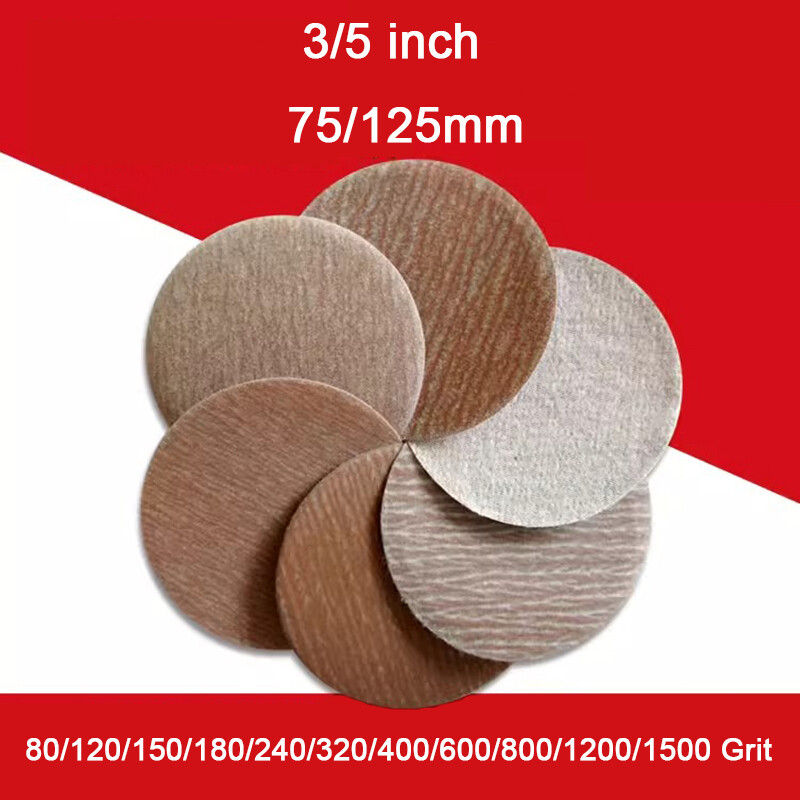 75/125mm A275 Hook&Loop Sanding Disc Pads 3/5Inch Orbital Sandpaper 80-1500 Grit