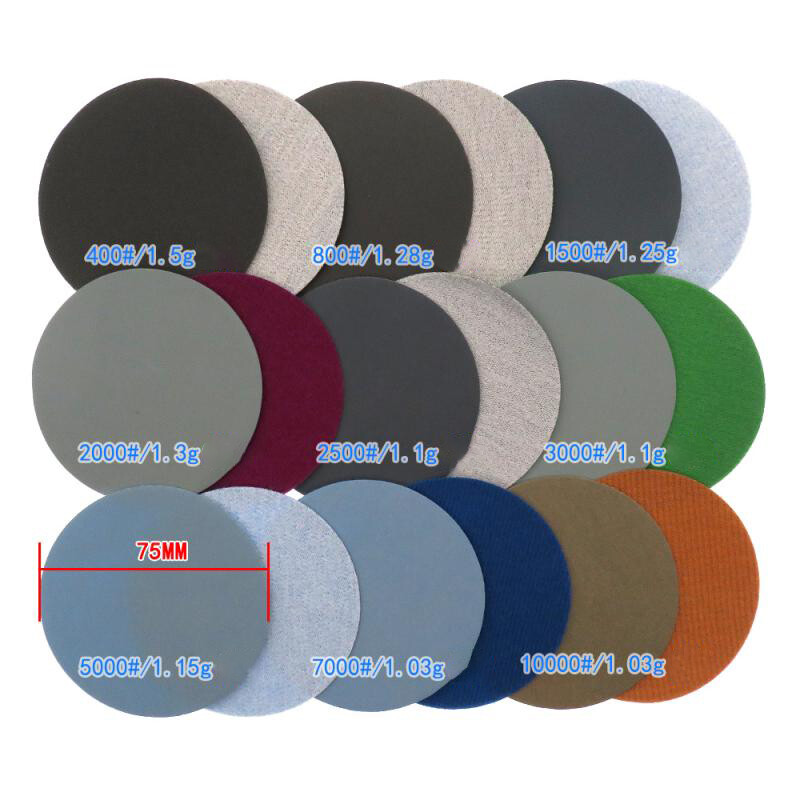 3 Inch 75mm Wet Sandpaper Sanding Discs Grinding Polishing Pads 1500-10000 Grit