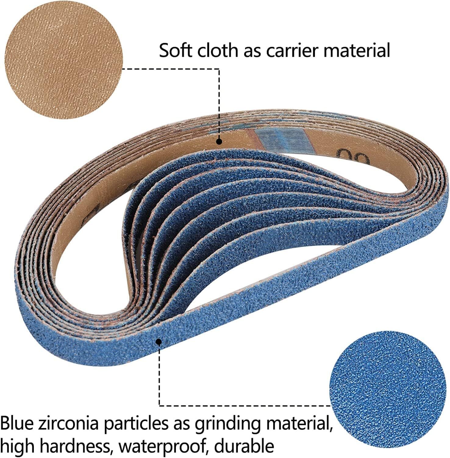 50/100PACK 3/8″x13″ Zirconia Blue Sanding Belts 40 Grit 10X330mm for Woodworking