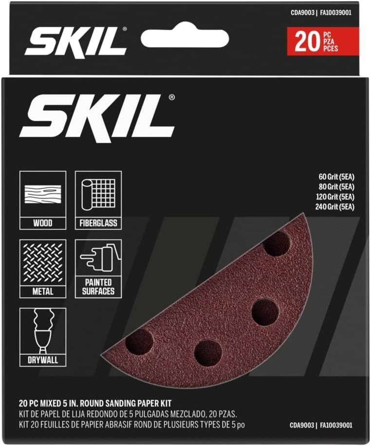 Versatile 5″ Sanding Discs Kit – 20 Pieces with Coarse to Extra Fine Grits