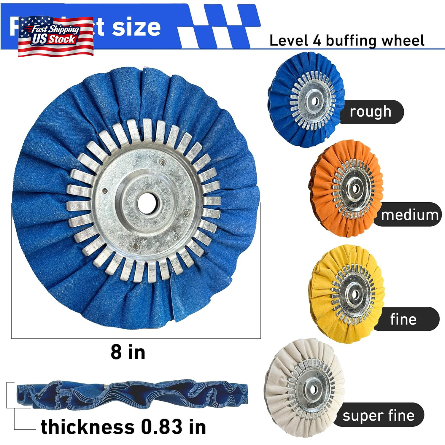 8″ Airway Buffing Wheel Kit – 9Pcs Aluminum Metal Polishing Set with 5/8″ Arbor