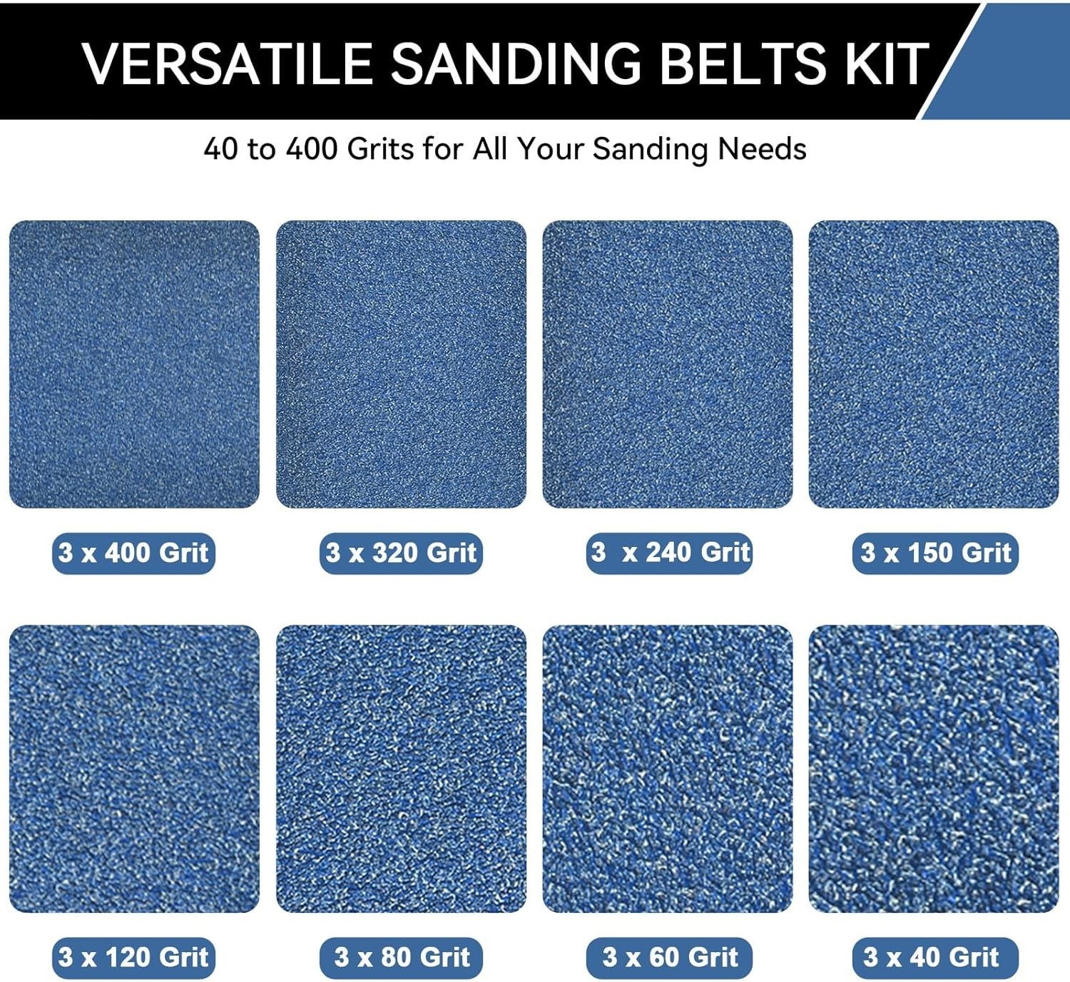 8 Grits Sanding Belts 2×42 Inch 24 Pcs Zirconia Particles