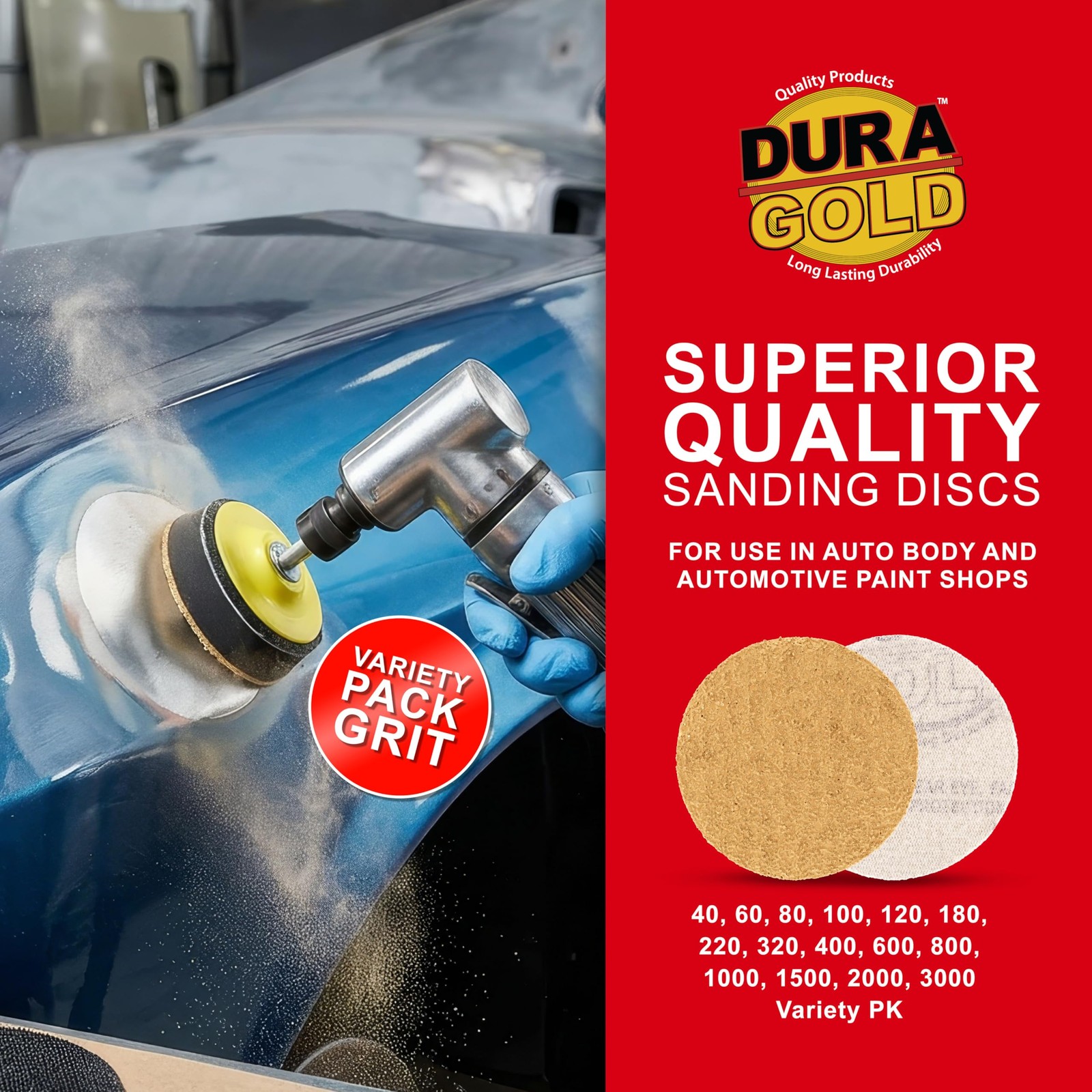 Premium 2″ Gold Hook & Loop Sanding Discs Variety Pack Box – 40, 60, 80, 120,…
