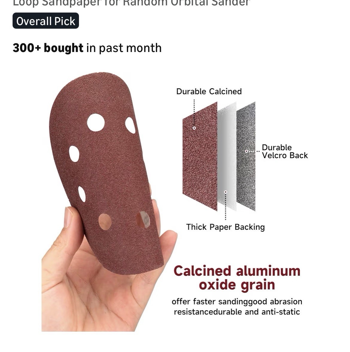 40 60 80 120 240 Grit Sanding Discs 5 inch 8-Hole Hook Loop Orbital Sander Paper