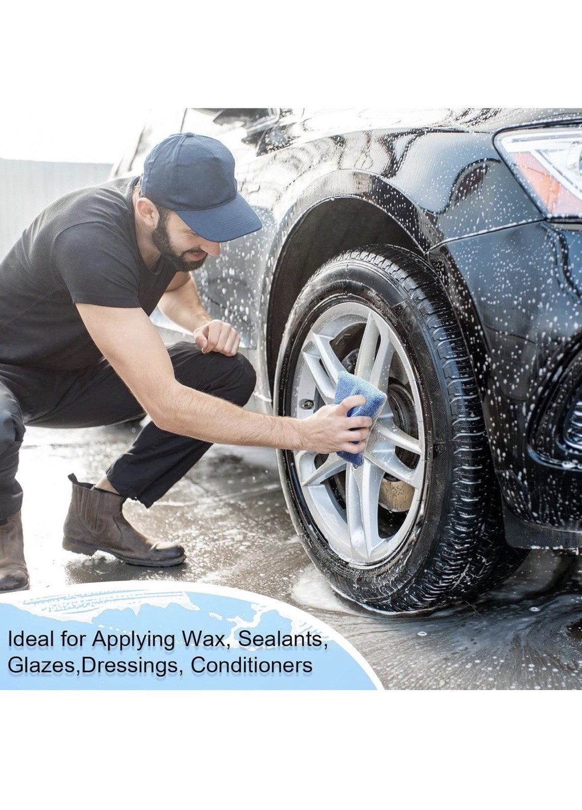 Mudder 24 Pcs 3.5 x 1.5 x 1.5 Inch Car Wax Applicator Pad Rectangular, Sponge,