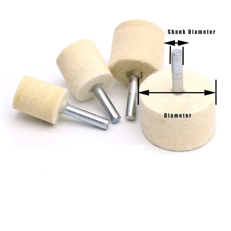 20mm-40mm Wool Felt Polishing Buffing Bob Burr Point Wheel 1/4” Shank for Drill