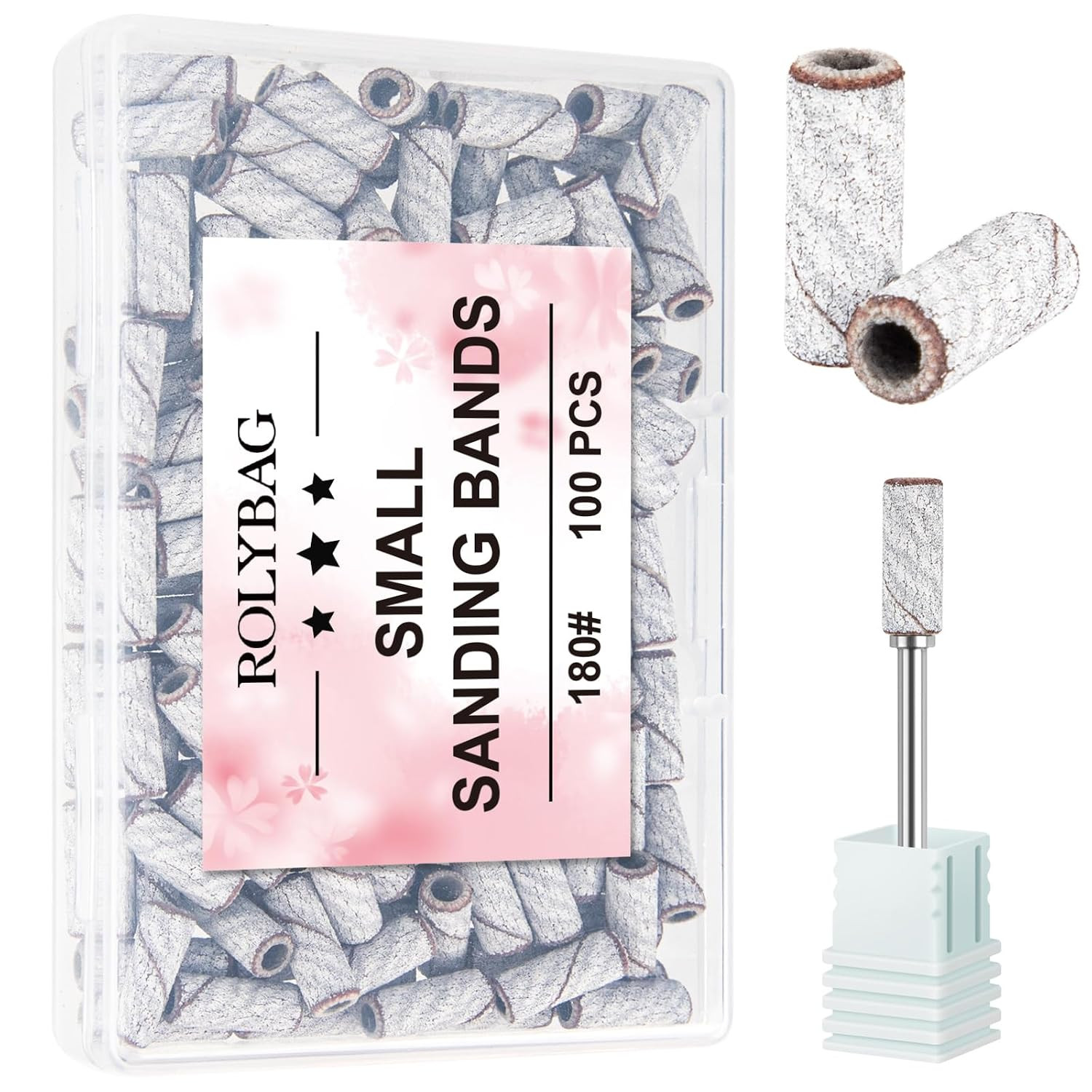 100Pcs Small Sanding Bands Nail Drill Bits 240 Extreme Fine Grit Sanding Bands w