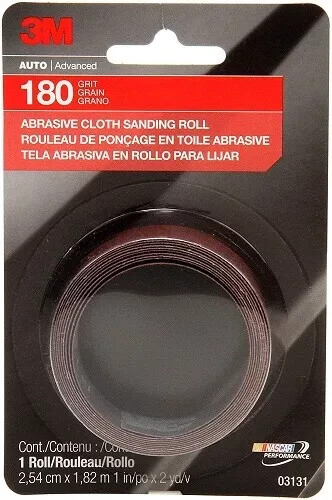 3M 3131 Fine Abrasive Sanding Roll 1 in x 6ft Wood Metal Surface Prep Pack of 10
