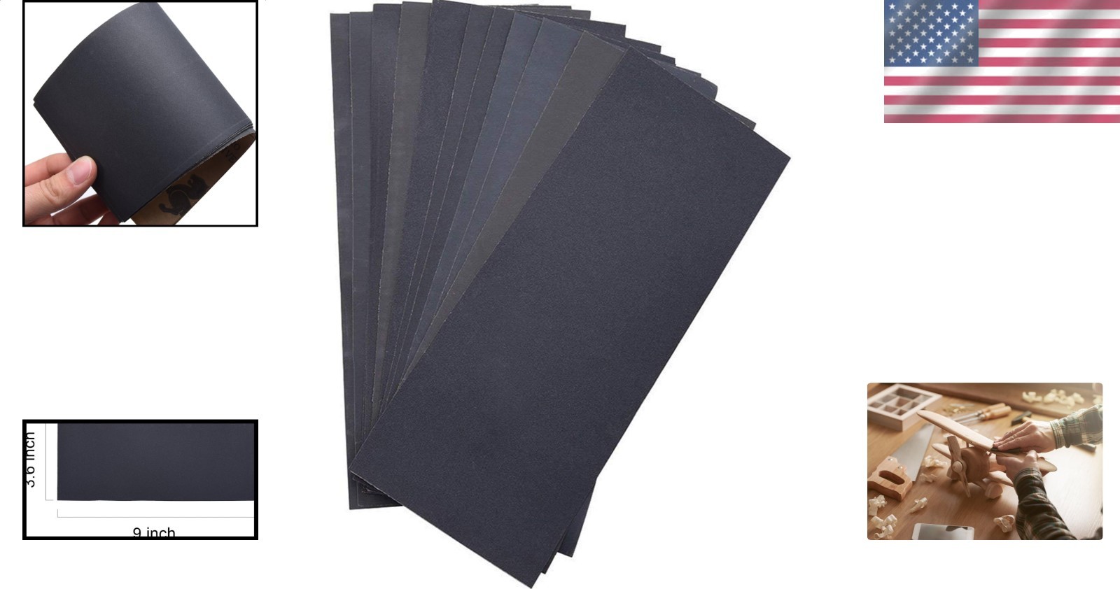 Abrasive Sheets Waterproof Multi-Grit Assortment Silicon Carbide Polishing 9×3.6