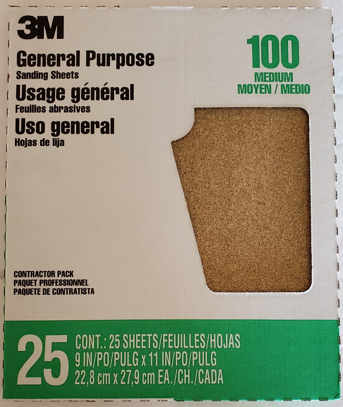 Lot of 3 3M General Purpose 25 Sanding Sheets *100 Medium* 9″ x 11″ #11604NA-25