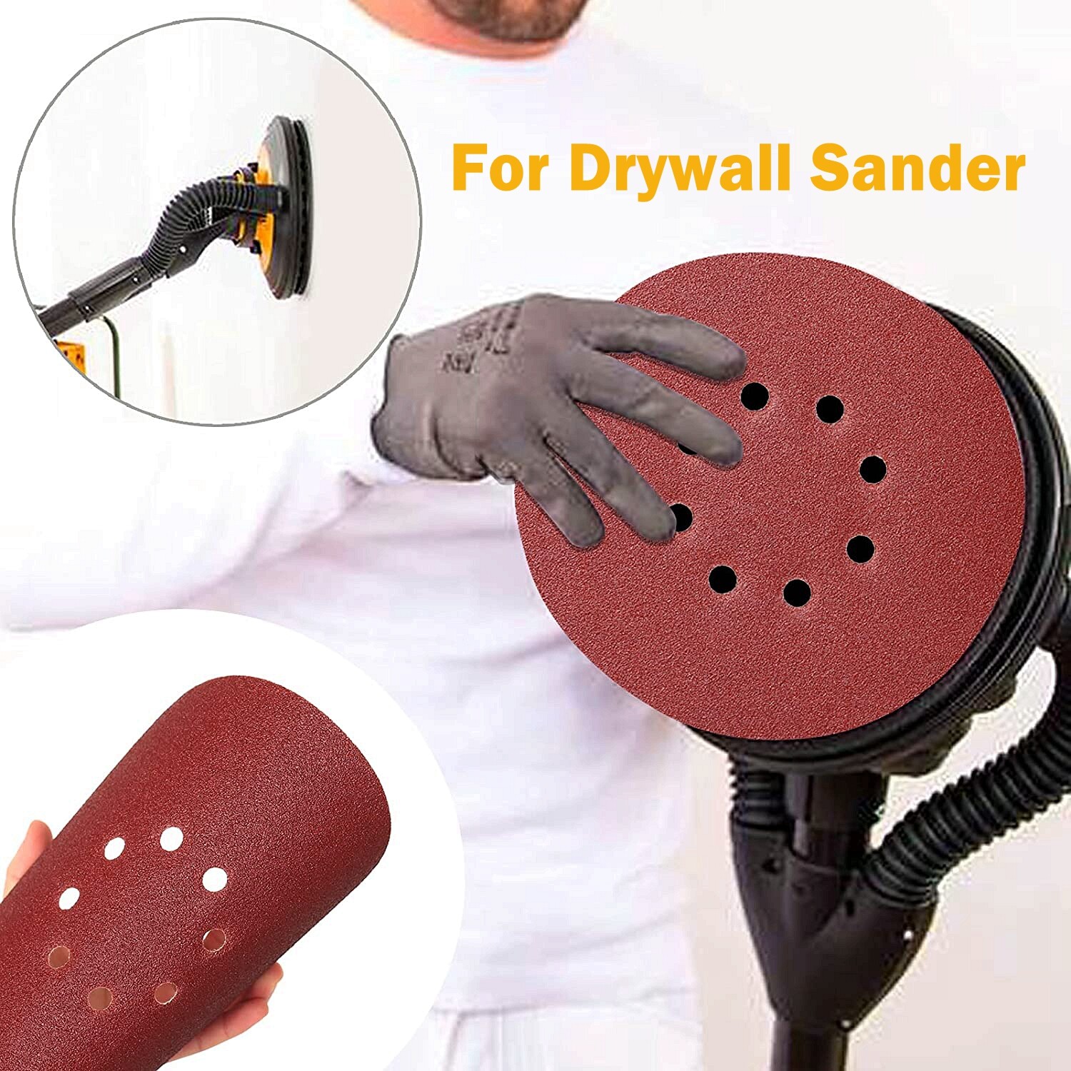10PCS 9 inch 8-Hole Drywall Sander Paper 225mm Sanding Disc Hook Loop 80 Grit
