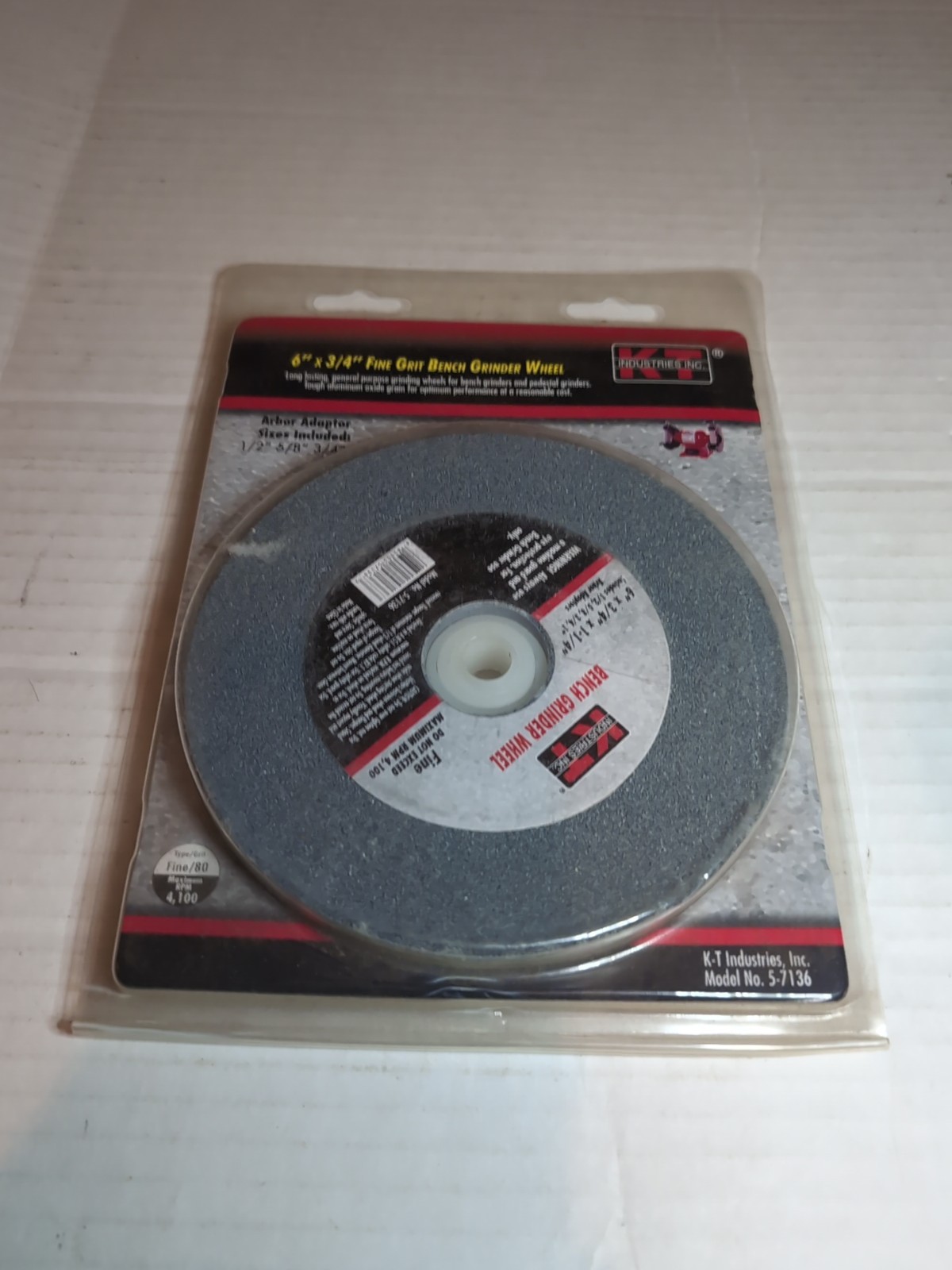 KT Industries 6″ X 3/4″ Fine Grit Bench Grinder Wheel Arbor Adaptor 1/2″ 5/8″…